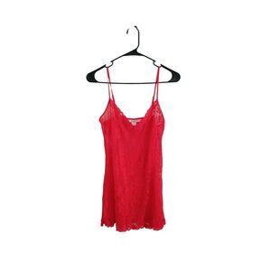 Victoria's Secret Womens M Y2K Nightie Chemise Red Lace Sheer Cami Romantic